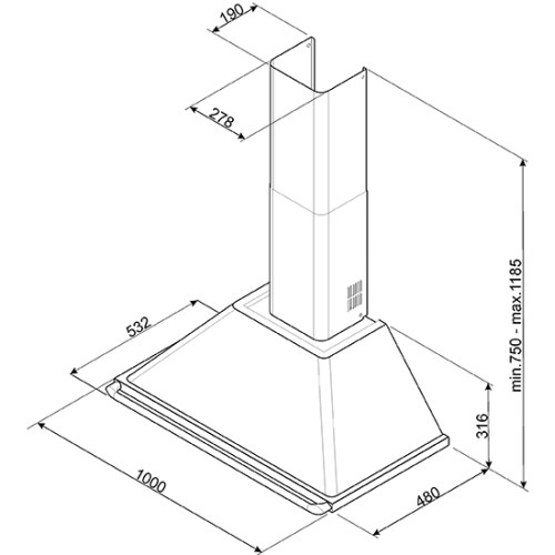 Smeg 100cm Victoria Chimney Hood