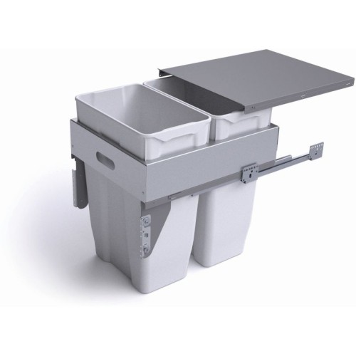 Pull-Out Waste Bin W/Metal Lid, 2 x 35L Bins For 450mm Cab.