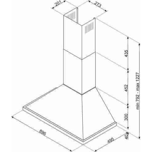 Smeg 90cm Portofino Chimney Hood
