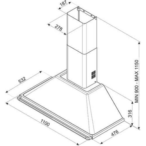 Smeg 110cm Victoria Chimney Hood